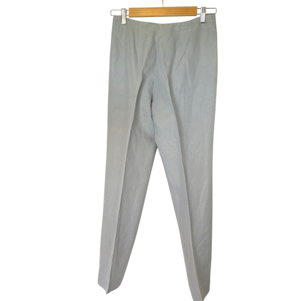 Sigrid Olsen Women Light Blue Grey Textured Straight Leg Tailored Dress Pants